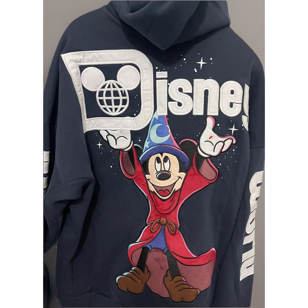 2025 Walt Disney World Sorcerer Mickey Mouse Medium Navy Zip Hoodie Sweatshirt